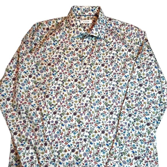 Eton Men's Dress Shirt - Beige Valley of Flowers design - Picture 1 of 3